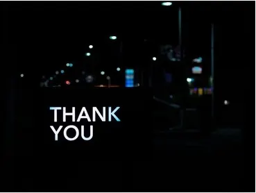 Thank you, written in lights at night