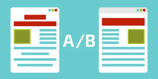 Two versions of the same page, side by side, marked A and B
