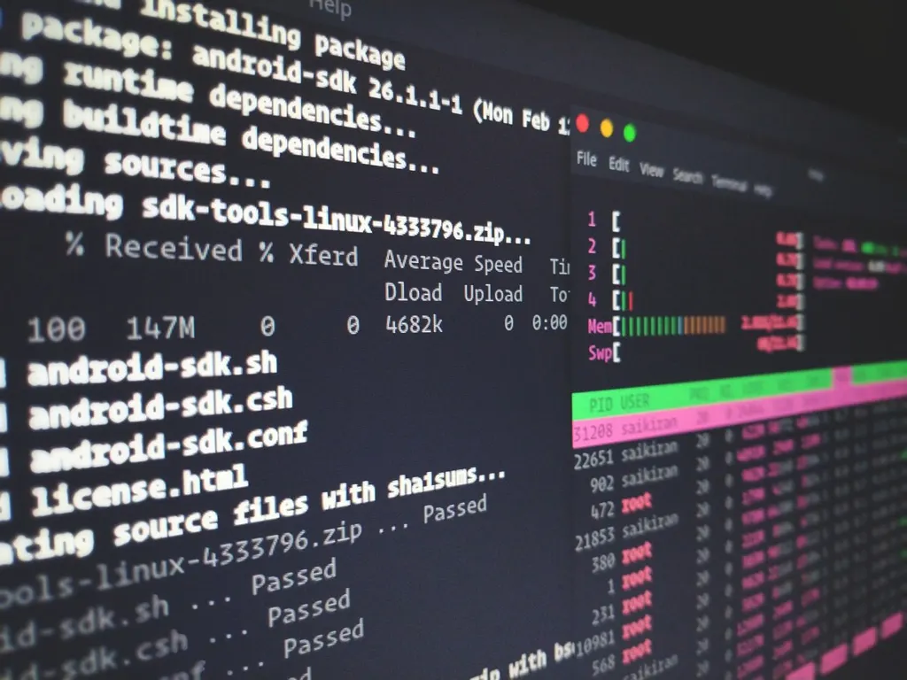 Computer screen showing a terminal installing software packages