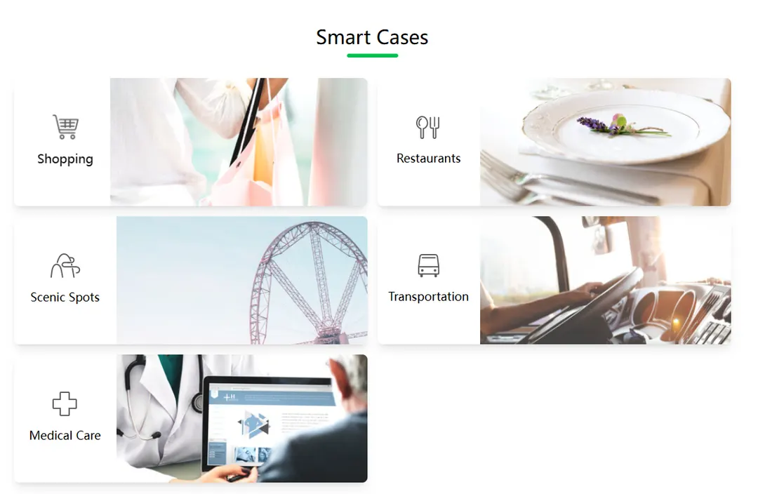 WeChat Pay use cases for merchants: shopping, restaurants, scenic spots, transportation and medical care