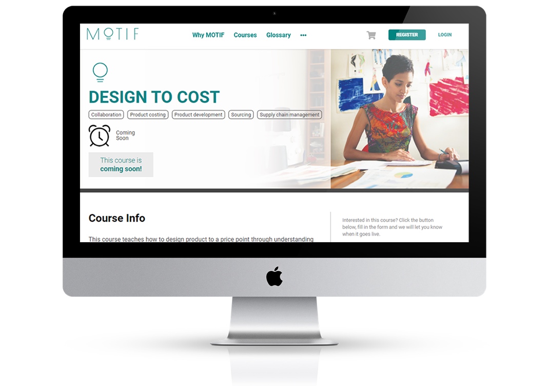 The MOTIF learning platform with the Design to Cost course